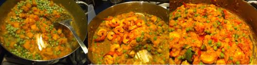 Simmering shrimp curry